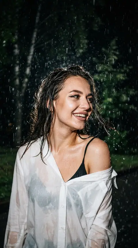 Фото под дождём со вспышкой