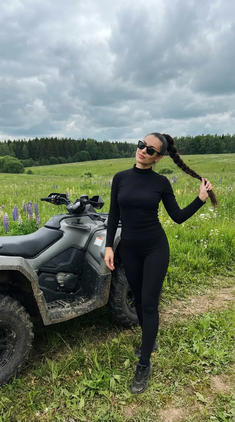 Фото с квадроциклом в поле