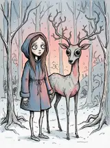 Зимняя сказка: рисунок с оленем