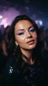 Клубный портрет с блёстками и неоном