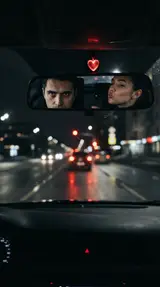 Ночное фото в зеркале авто