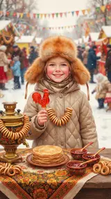 Открытка на Масленицу с блинами